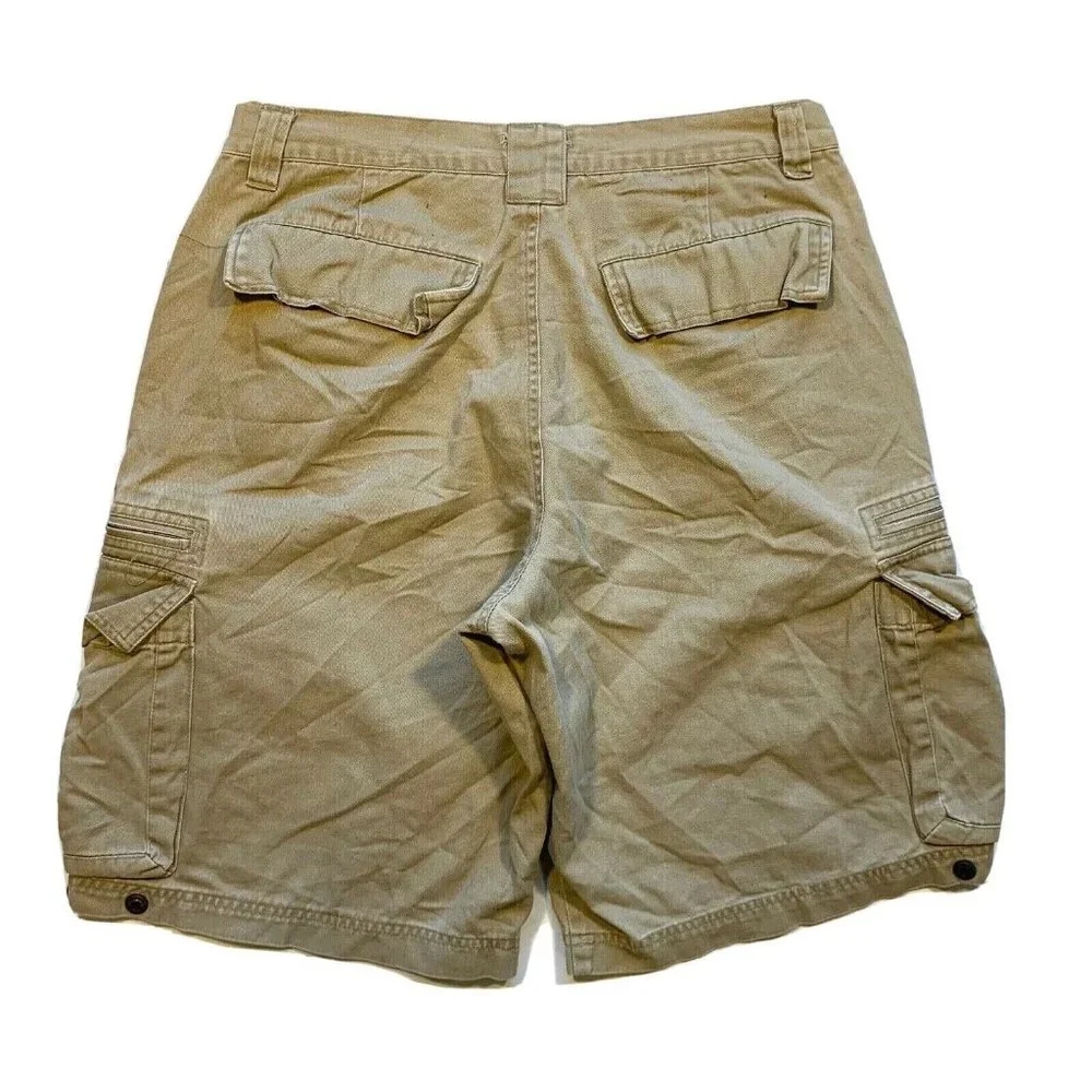 Vintage Lee Dungarees Cargo Shorts Mens 32x11 Longer‎ Length Heavyweight Khaki